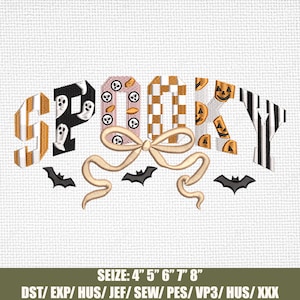 Spooky Season Embroidery Design, Halloween Spooky Embroidery, Coquette Halloween Embroidery Design, Halloween Machine Embroidery Design