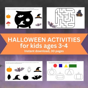 Halloween Activity for Kids | 30 Printable Kids Halloween Activities | Ages 3–4 Halloween Games | Printable PDF, Instant Download