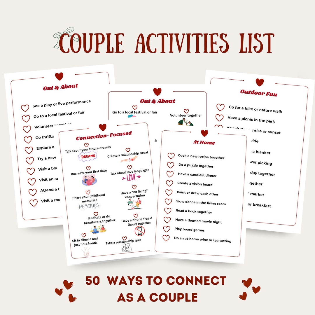 Couple Activities List, 50 Date Night Ideas Bucket List Together ...