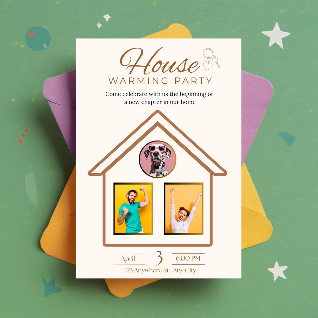 Housewarming Party Invite Template, Modern New Home Party Invite, Photo ...