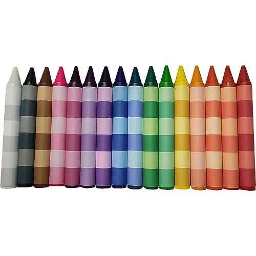 16 Striped Colored Extra Large Crayons Collection 