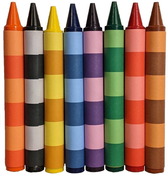 8 COLORED jumbo striped crayon collection