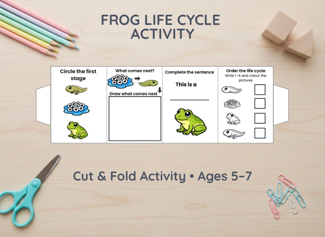 Frog Life Cycle Accordion Activity | Cut and Paste Science Craft | Life ...