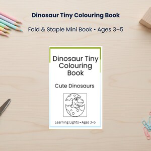 Dinosaurier Tiny Malbuch | Faltbares Mini-Buch für Kinder | 3–5 Jahre druckbare Färbung Aktivität