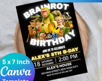 Italian Brainrot Birthday Invitation, Birthday Invitation, Digital Invitation, Canva Template Invitation, Editable, Digital Download
