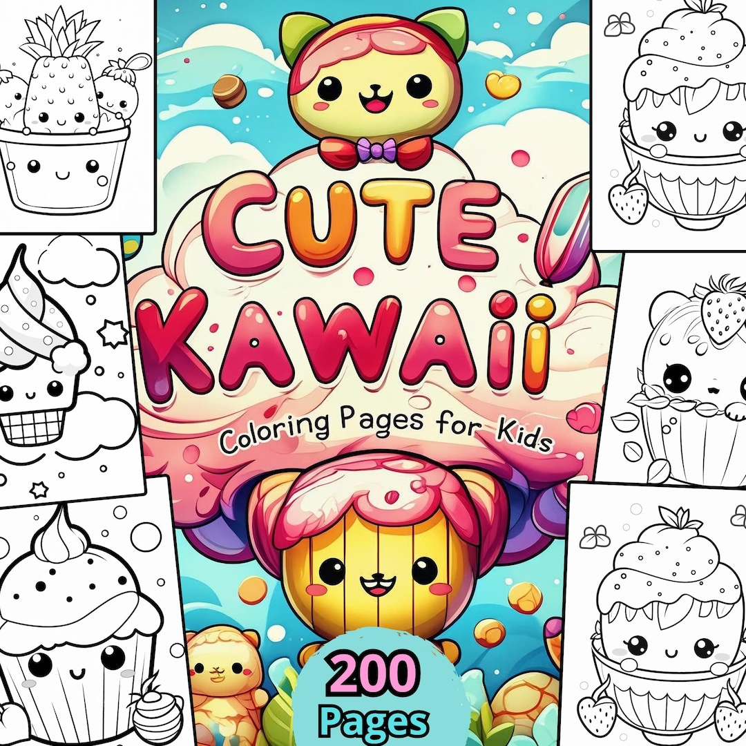 Cute Kawaii Coloring Pages for Kids : Color, Play and Learn With 200 ...