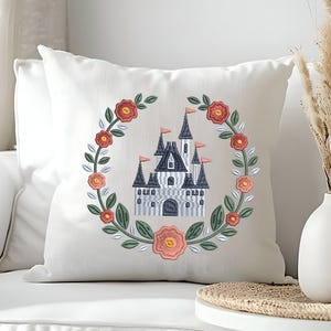 Castle Embroidery Design, Floral Castle Embroidery Files, Magical Castle Embroidery Design, Floral Machine Embroidery designs