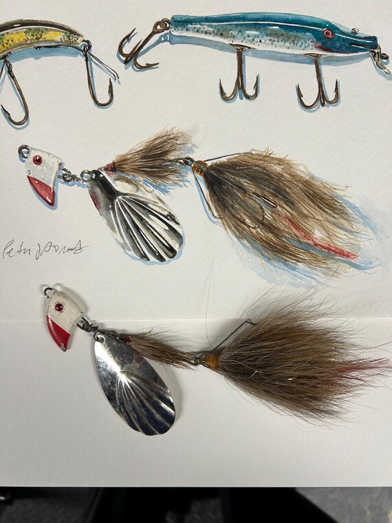 Digital art print of antique musky lures