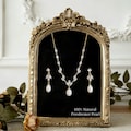 Dainty Freshwater Pearl Jewelry Set,Leaf Diamond Pearl Necklace,Crystal Wedding Jewelry,Bridal Jewelry Set,Bridesmaid Gifts