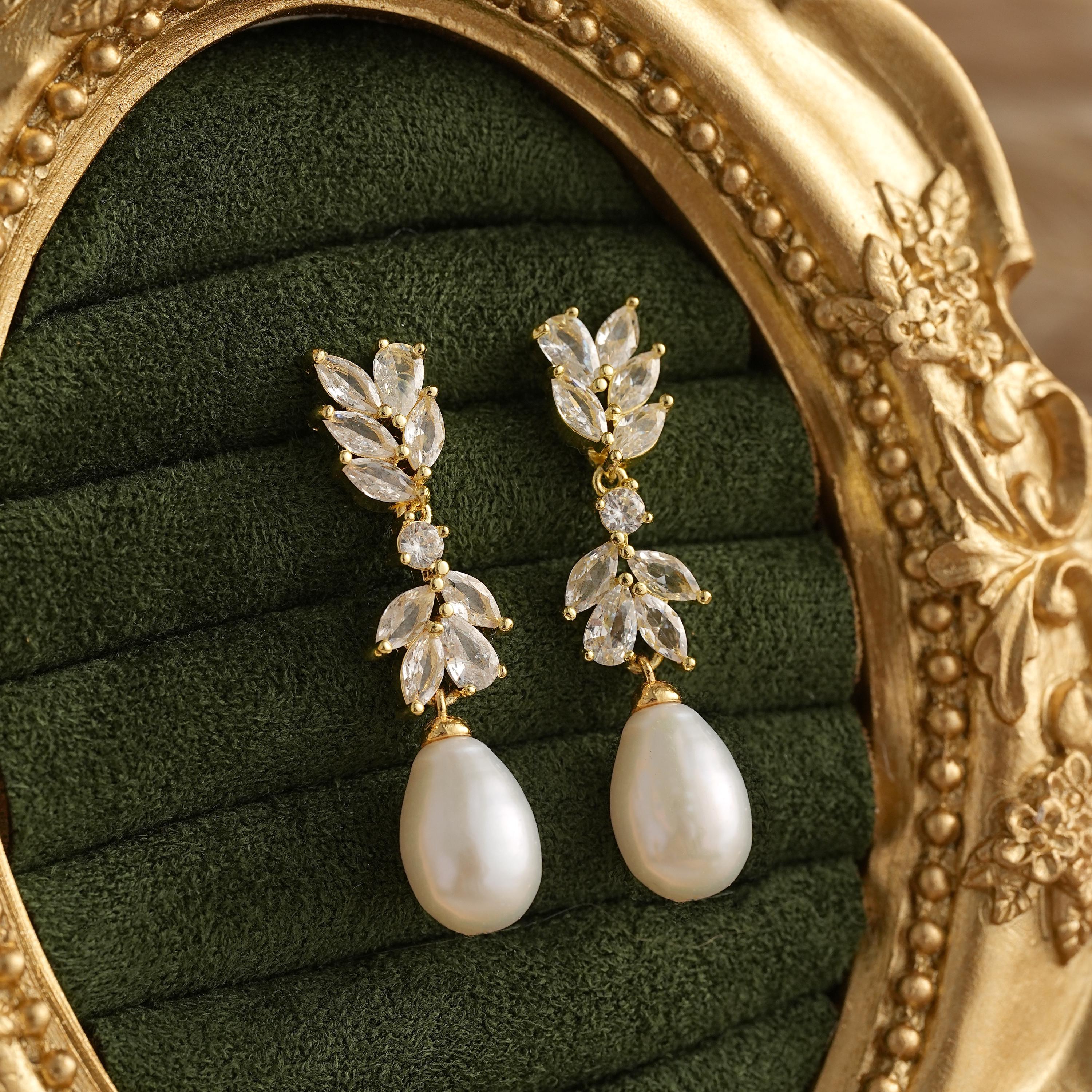 Rhinestone Leaf Earrings - Etsy display picture 1