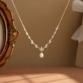 Dainty Freshwater Pearl Necklace with Diamond,Gold Leaf Diamond Pearl Necklace,,Crystal Wedding Necklace,Bridal Necklace,Bridesmaid Gifts