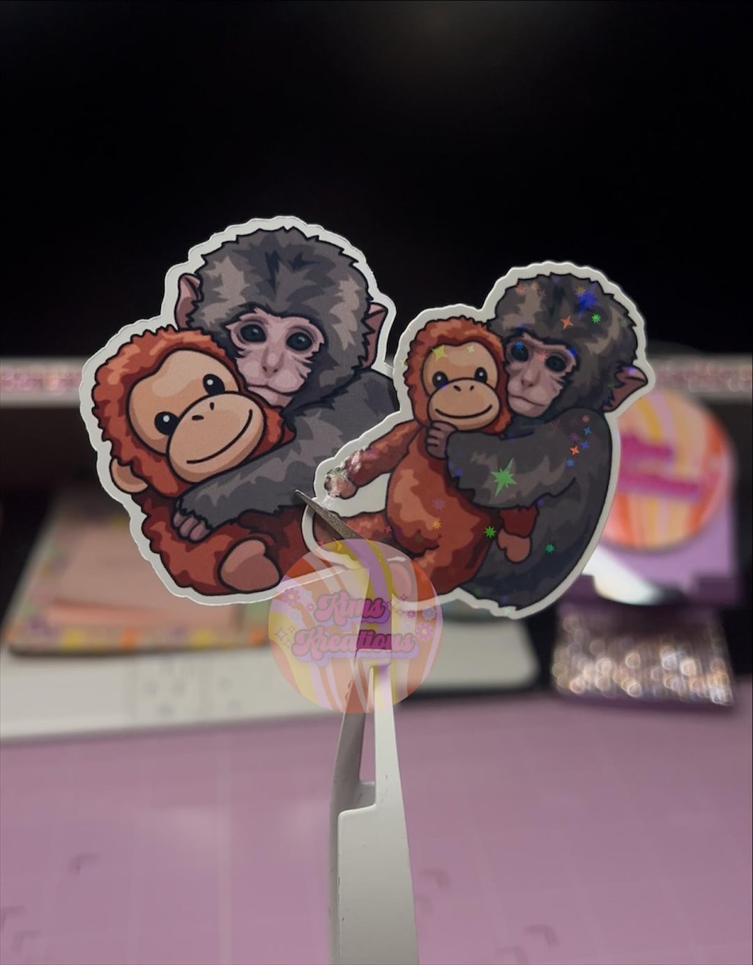 Monkey Punch Hugging Stickers, Viral Animal Art, Laptop Decals, Water ...