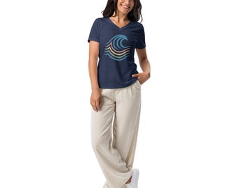 Rainbow Wave V-neck Tee