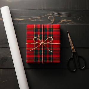 Festliche karierte Geschenkpapierrolle, Feiertagsgeschenkpapier, Weihnachtsgeschenkpapier, dekorative Verpackung für Partys, umweltfreundliche Geschenkverpackung