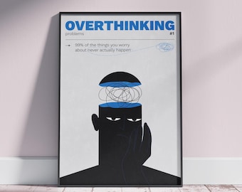 Overdenkende poster, kunst geestelijke gezondheid, therapiekantoorinrichting (digitale download)