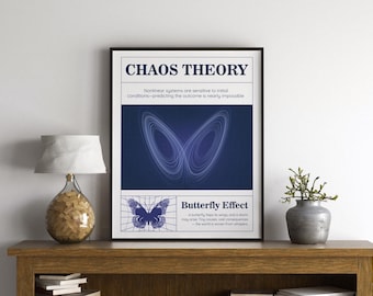 Póster de la Teoría del Caos: Atractor de Lorenz, Efecto Mariposa (Descarga digital)