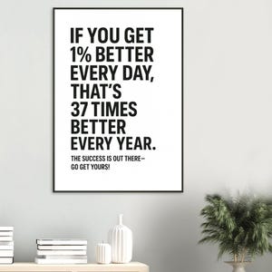 Motivational Framed Poster: 1% Better Every Day - Inspirational Wall Art