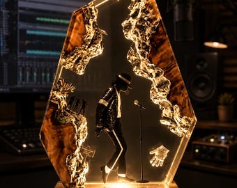 Michael Resin Lamp | King of Pop Epoxy Night Light | Room Decor, Music Lover Gift, Back to School, Resin Art Lamp