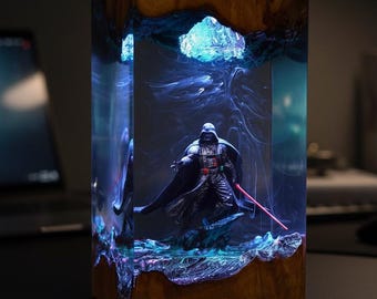 Lámpara de resina de Darth Vader, Star Wars / Luz nocturna de epoxi inspirada en un villano de ciencia ficción / Lámpara de mesa única y regalo de Navidad para niños