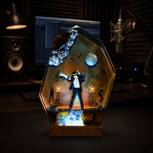 Michael Resin Lamp | King of Pop Epoxy Night Light | Room Decor, Music Lover Gift, Back to School, Resin Art Lamp Style 2