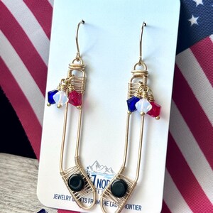 Hockey Stick Earrings: Custom Team Colors, Wire Wrapped in Brass or Silver, Handmade in Alaska image 12