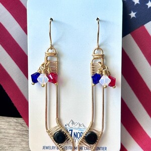 Hockey Stick Earrings: Custom Team Colors, Wire Wrapped in Brass or Silver, Handmade in Alaska Gold Hockey Sticks