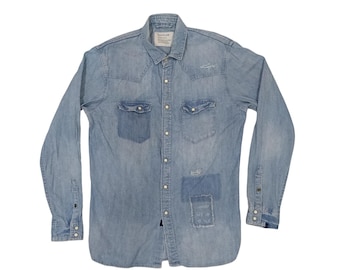 BAYFLOW Japan Vaqueros de lavado claro para hombre (S 374)