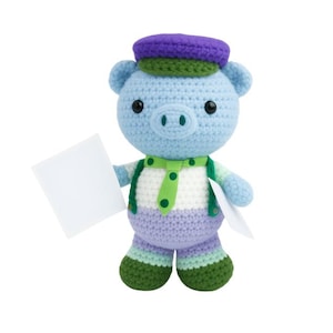 Amigurumi Pig Crochet Pattern Penny the Paperboy Pig PDF Tutorial Intermediate Amigurumi Doll Digital Download Toy Pattern