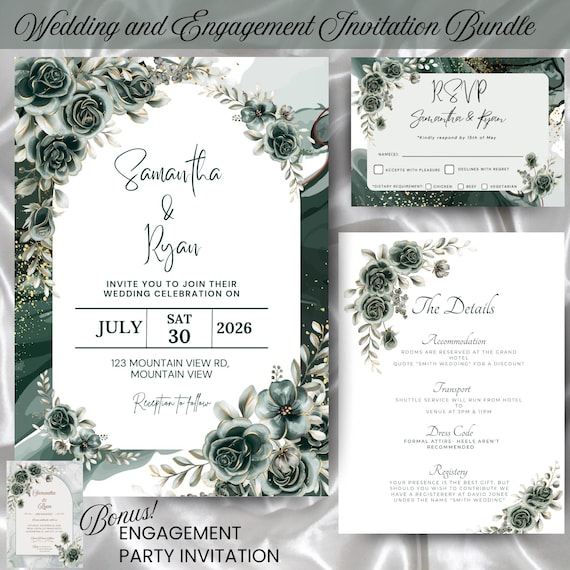 Wedding Invitation Bundle: Editable Elegant Stationery (PDF & JPG)