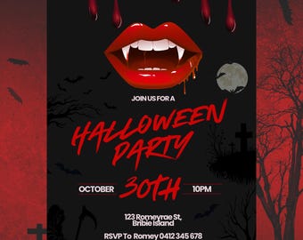 Halloween Invitation Editable in Canva Printable Template