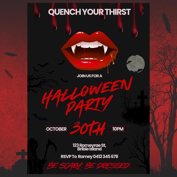 Halloween Invitation Editable in Canva Printable Template