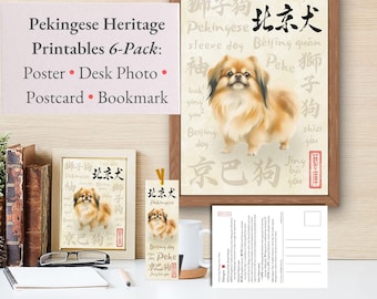 19th Century Pekingese Dogs Art Print, Chinese Art, Dog Wall Art