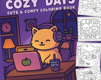 Kawaii Coloring Book: Cozy Home Scenes & Animals (PDF Download