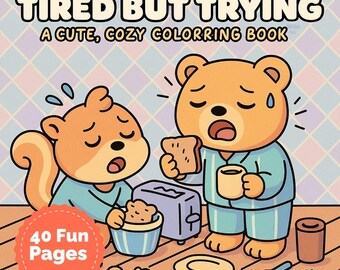 Kawaii Animals Coloring Book: Cozy Stress Relief (PDF Download, 40 Pages)