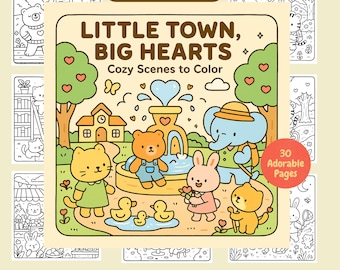 Kawaii Town Coloring Book: 30 Cozy Scenes (Digital Download)