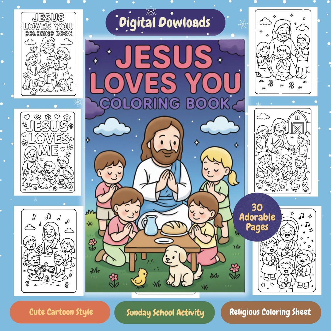 Jesus Coloring Book: 30 Christian Pages, Sunday School Activity (PDF ...