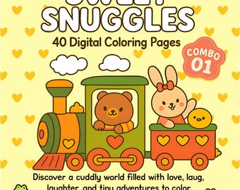 Cute Animal Coloring Pages – 40 Kawaii Printable Sheets (Digital Download)