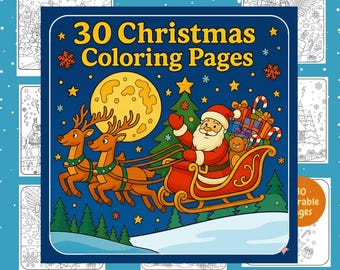 Christmas Coloring Book: 30 Holiday Printable Pages (Digital Download)