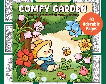 Comfy Garden Coloring Pages | Animals, Nature Scenes (40 Printable Sheets) (Digital Download)