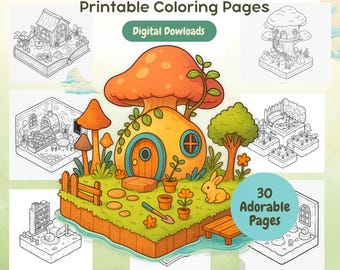 Cottagecore Coloring Book: 30 Cozy Scenes (PDF Pattern)