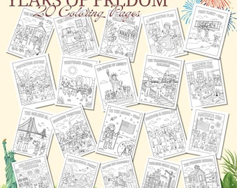 US History Coloring Pages | 250 Years of Freedom, Independence Day Activity (PDF Download)