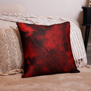 Red Tie-Dye Basic Throw Pillow | All-Over Print Home Decor Cushion
