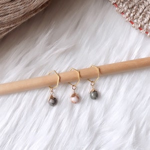 Set of 3 Stitch Markers for Knitting / Knitting Notions / Knitting Accessories / Hexagon Bead Stitch Markers