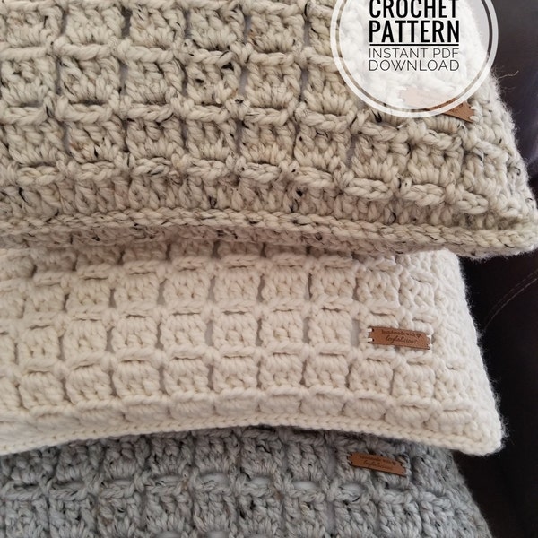 Padrão de crochê para almofada Parkhaven, modelo de almofada decorativa com fio grosso (download em PDF)