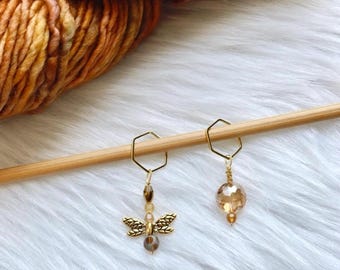 Juego de 2 marcadores de punto para tejer / Artículos de punto / Accesorios de punto / Marcadores de punto con cuentas hexagonales