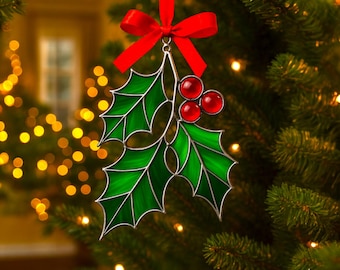 Set Of 21 Stained Glass-Style Christmas Ornaments With Holiday Figures & Shapes