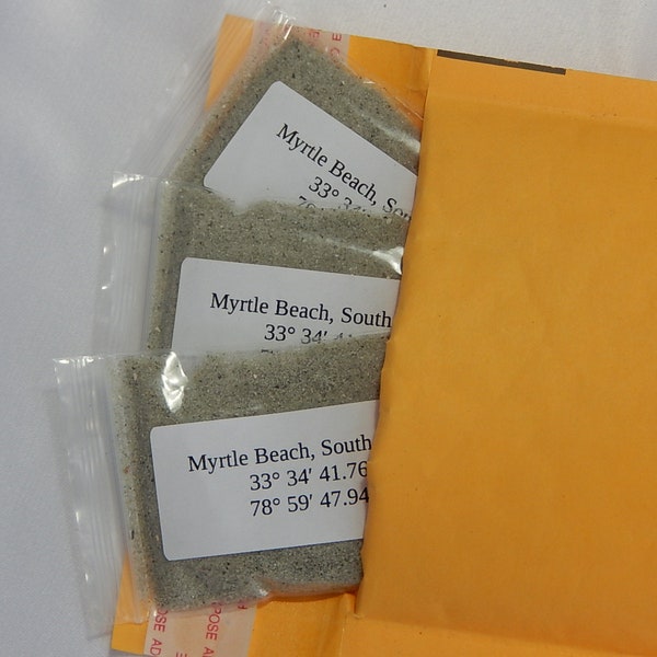 1 oz Myrtle Beach SC Natural Sand Sample Bag 100% real, fine South Carolina Atlantic Ocean - WITH TRACKING