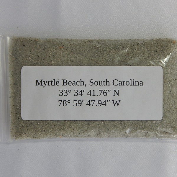 1 oz Myrtle Beach SC Natural Sand Sample Bag 100% real, fine South Carolina Atlantic Ocean