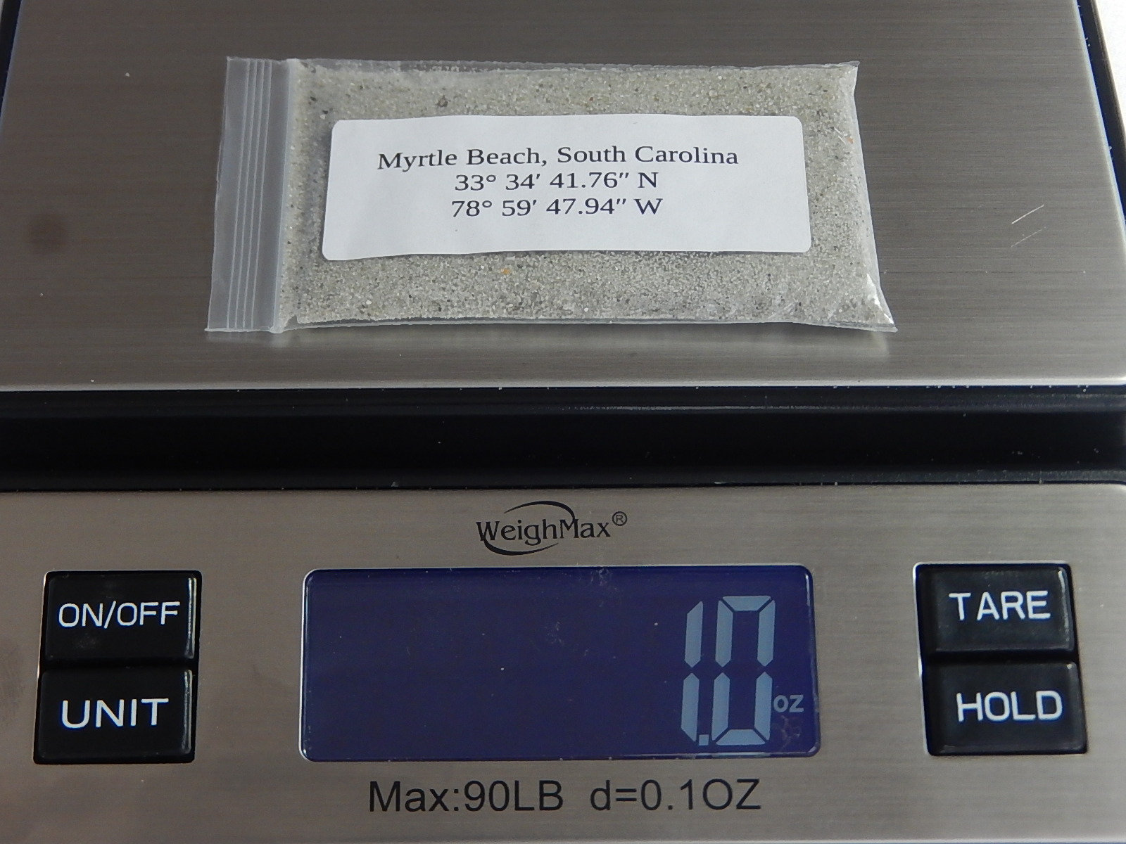 1 Oz Myrtle Beach SC Natural Sand Sample Bag 100 Real, Fine South