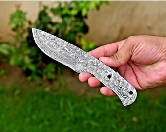 Custom Handmade Forged Damasucs Steel Blank Blade Skinning Hunting Knife , Knife Making Supply, Fixed Blade, Outdoor & Survival Knife Making